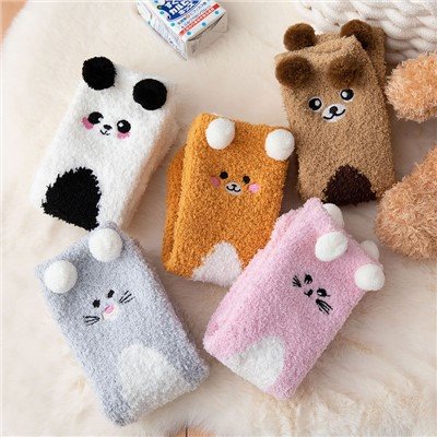 Fuzzy Lub caij ntuj no sov Fluffy Soft Slipper Tsev Pw Tsaug Zog Tsiaj Socks
